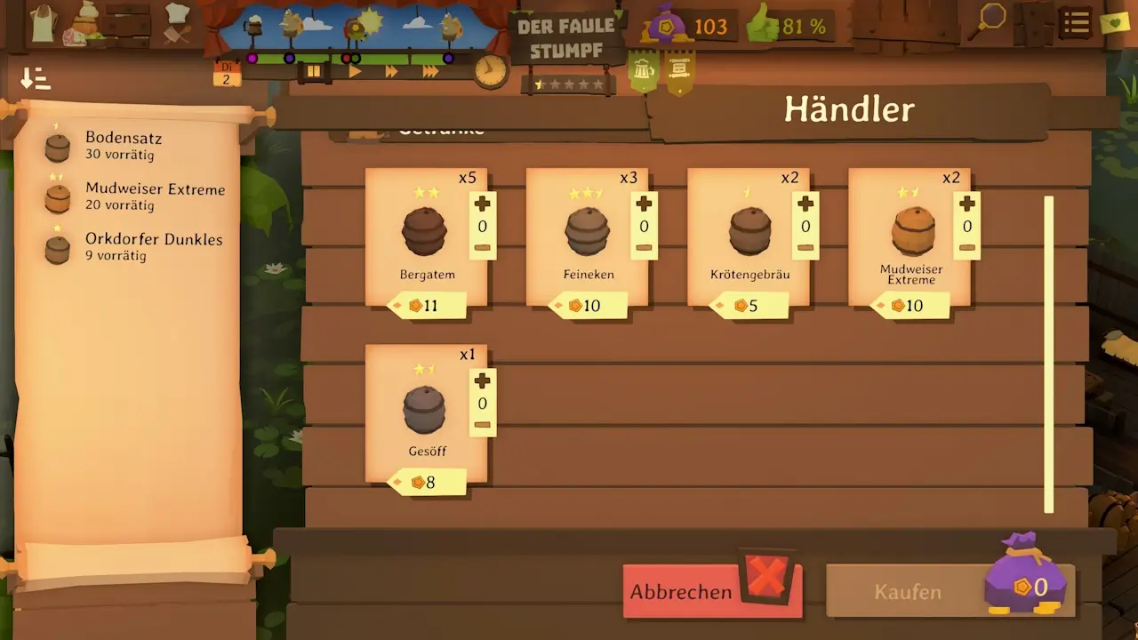 Review - Tavern Keeper Demo - Beispielbild Biernamen