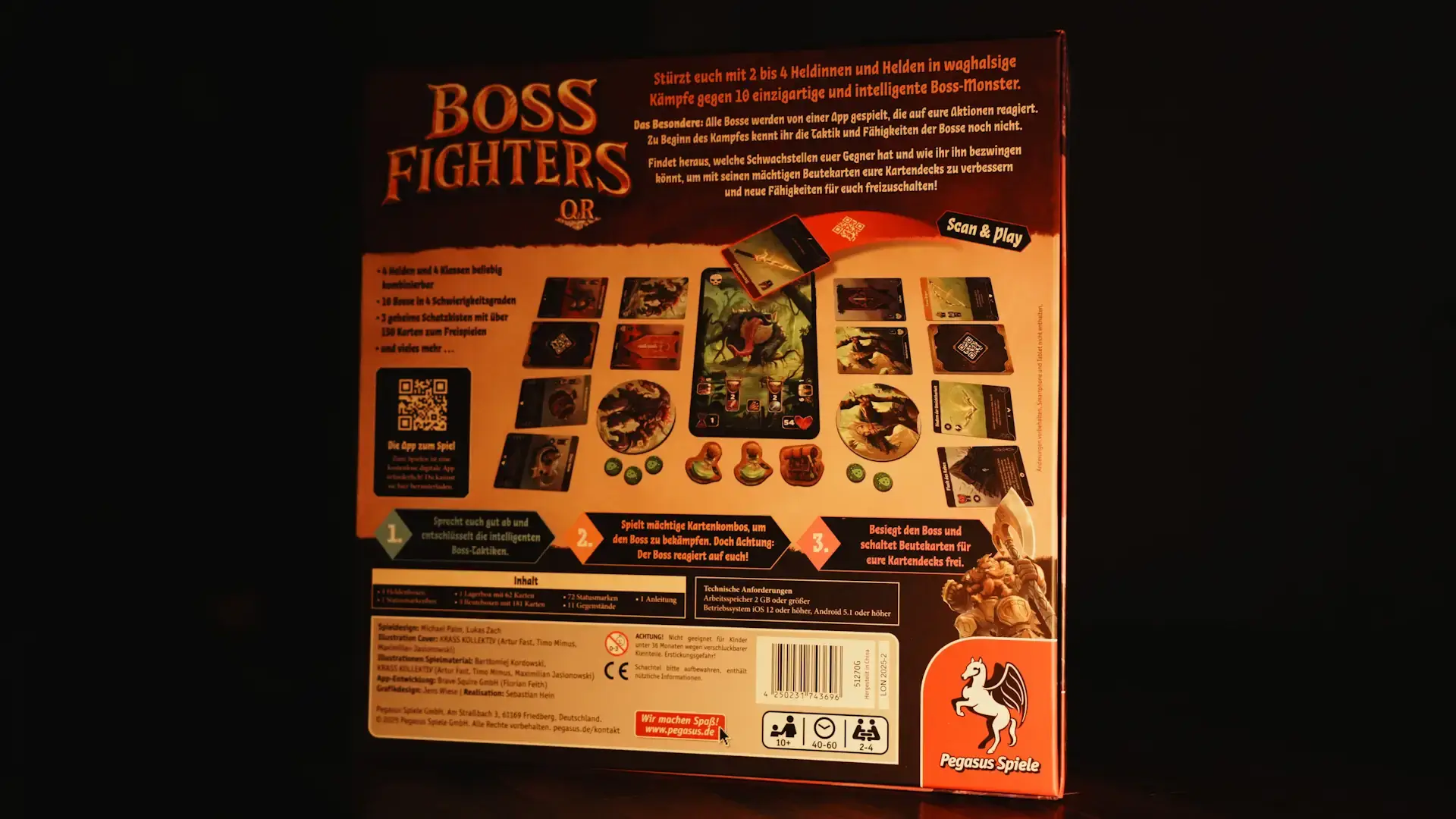 Brettspiel Review: Boss Fighters QR - Cover Rückseite